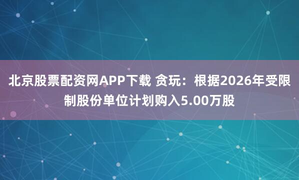 北京股票配资网APP下载 贪玩：根据2026年受限制股份单位计划购入5.00万股